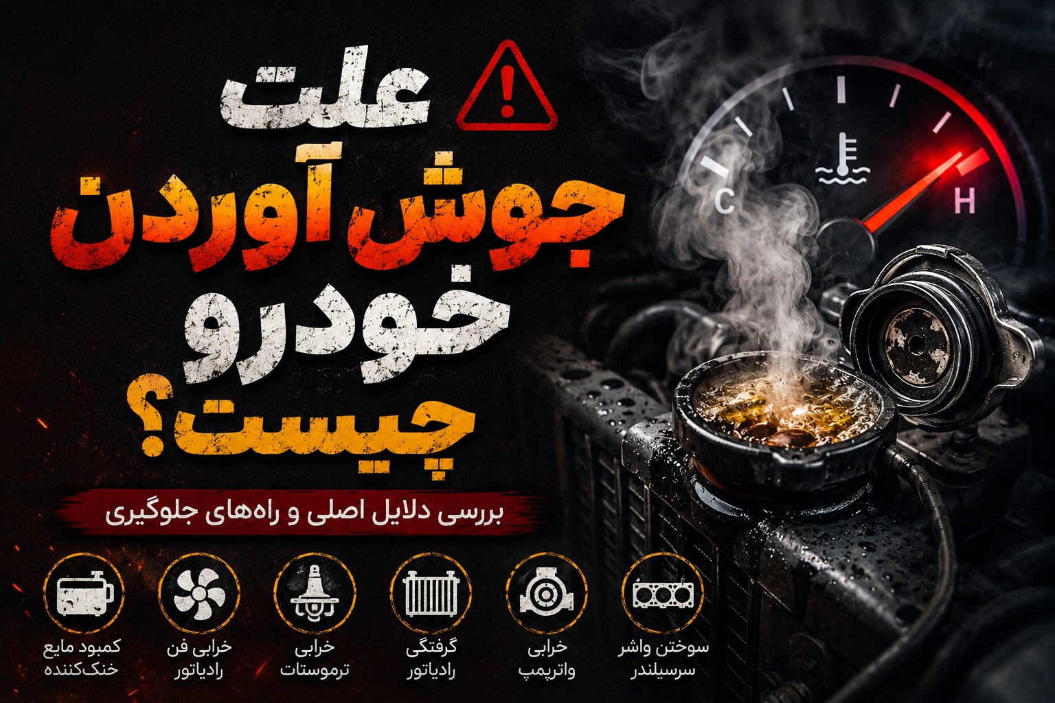 علت جوش آوردن خودرو چیست؟ ۱۲ دلیل مهم + علائم خطر و راه‌های جلوگیری